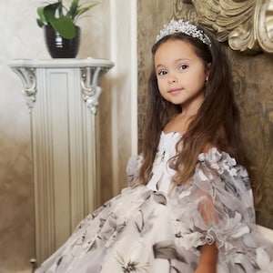 Floral girl dress First Birthday dress, Wedding girls party dress, Pageant Baby dress, Princess Special occasion outfit- model &quot;Camelia&quot;