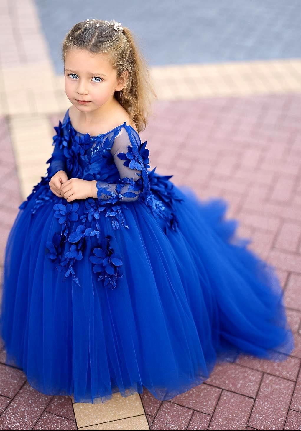 tiffany green bridesmaid dresses Royal Blue A-line 3D Flowers Homecoming Dresses, MH649