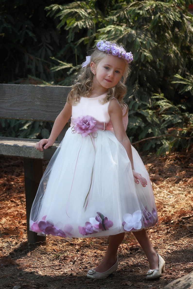 UK Petals Flower Girl Dresses Party Birthday Tutu Gown Princess Wedding Holiday