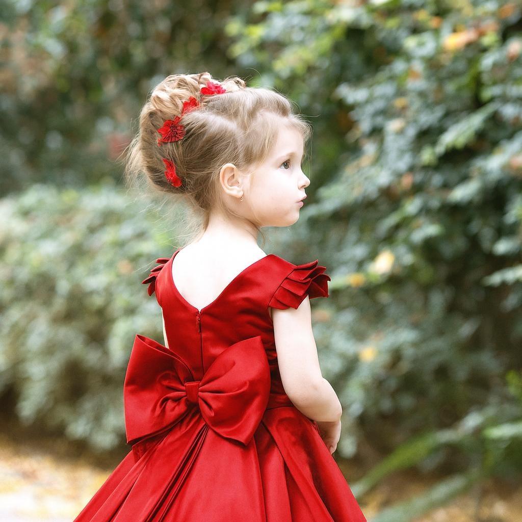 girls red bow dress Patachou Girls Red Velvet Tartan Bow Dress