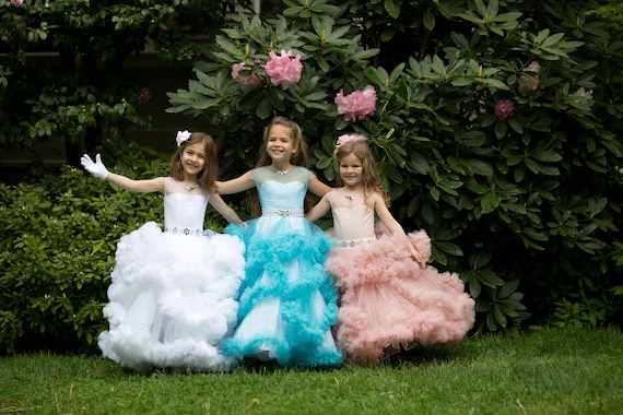 Custom color pageant flower girl Ruffle Birthday Princess party dress- model Elizabeth