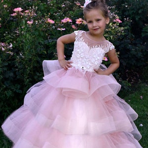 Tulle Flower Girl Dress: Long Princess Wedding Pageant Gown