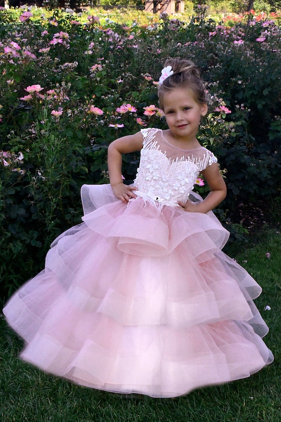 Pink Pink Flower Girl Dress Party Dress for Girls Pink Dress for girls
