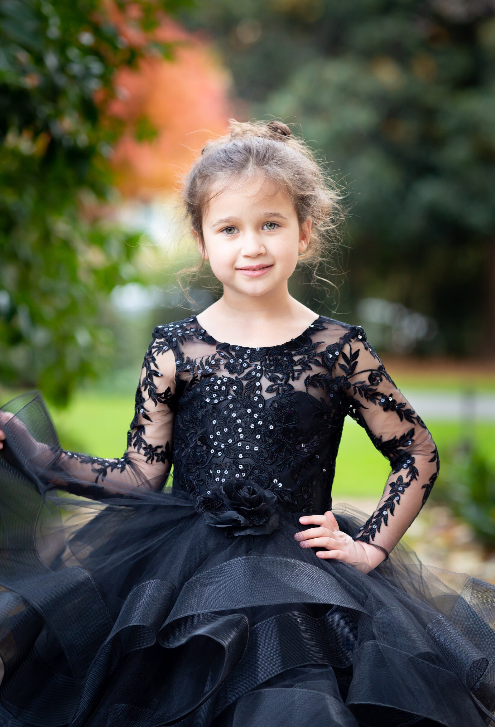 Black Flower Girl Dress Long Sleeve Lace Baby Toddler Birthday Etsy