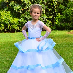 White Flower girl dress, Princess Special Occasion Party Dress, Birthday Baby Dress, Junior Bridesmaid Dress, Pageant Ball Gown - Marisa