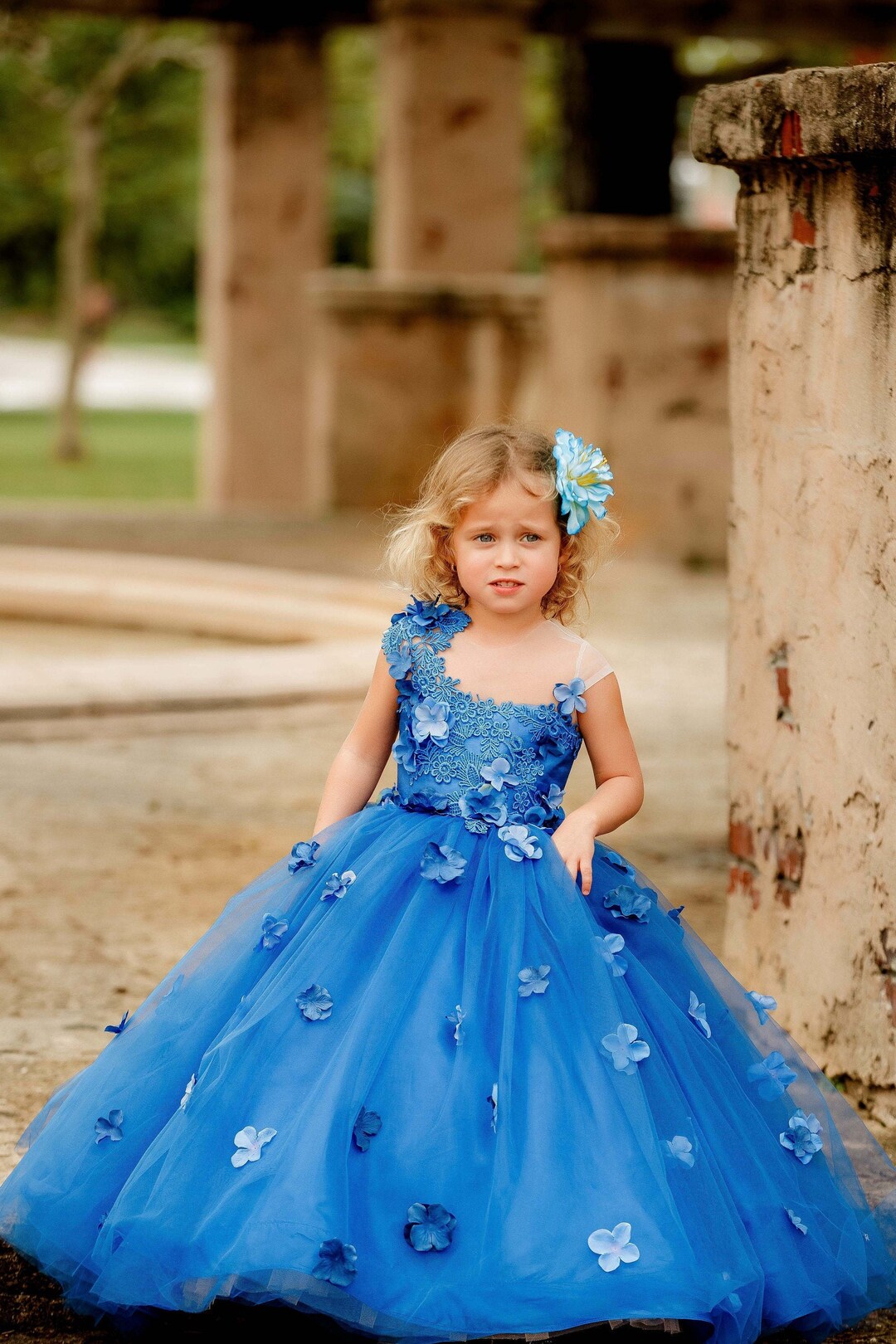 Girls Green And Blue Floral Dress Tween