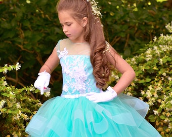 3D Floral Appliqué Tulle Ball Gown: Princess Party Dress