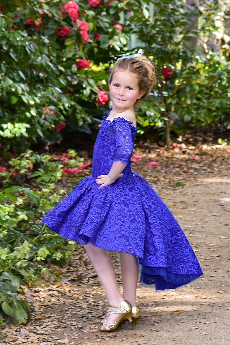 Blue and Purple Flower Girl Dress