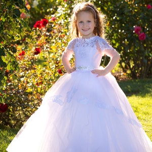 Flower girl dress Tulle Birthday Baby girls party dress Puffy girls wedding Princess Holiday gift for a girl Special occasion - model Nika
