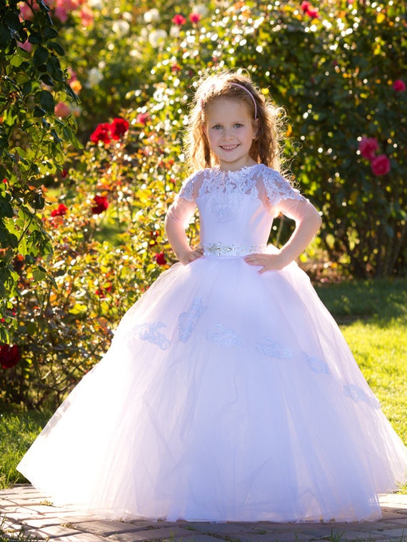 strapless open back dress French satin wedding dress long sleeves new slim princess puffy skirt   Ame_handmadesg