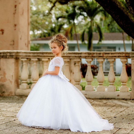 Primera Comunión Bautismo Bautizo Flor blanca vestido niña - Etsy México Primera Comunión Bautismo Bautizo Flor blanca vestido niña - Etsy México