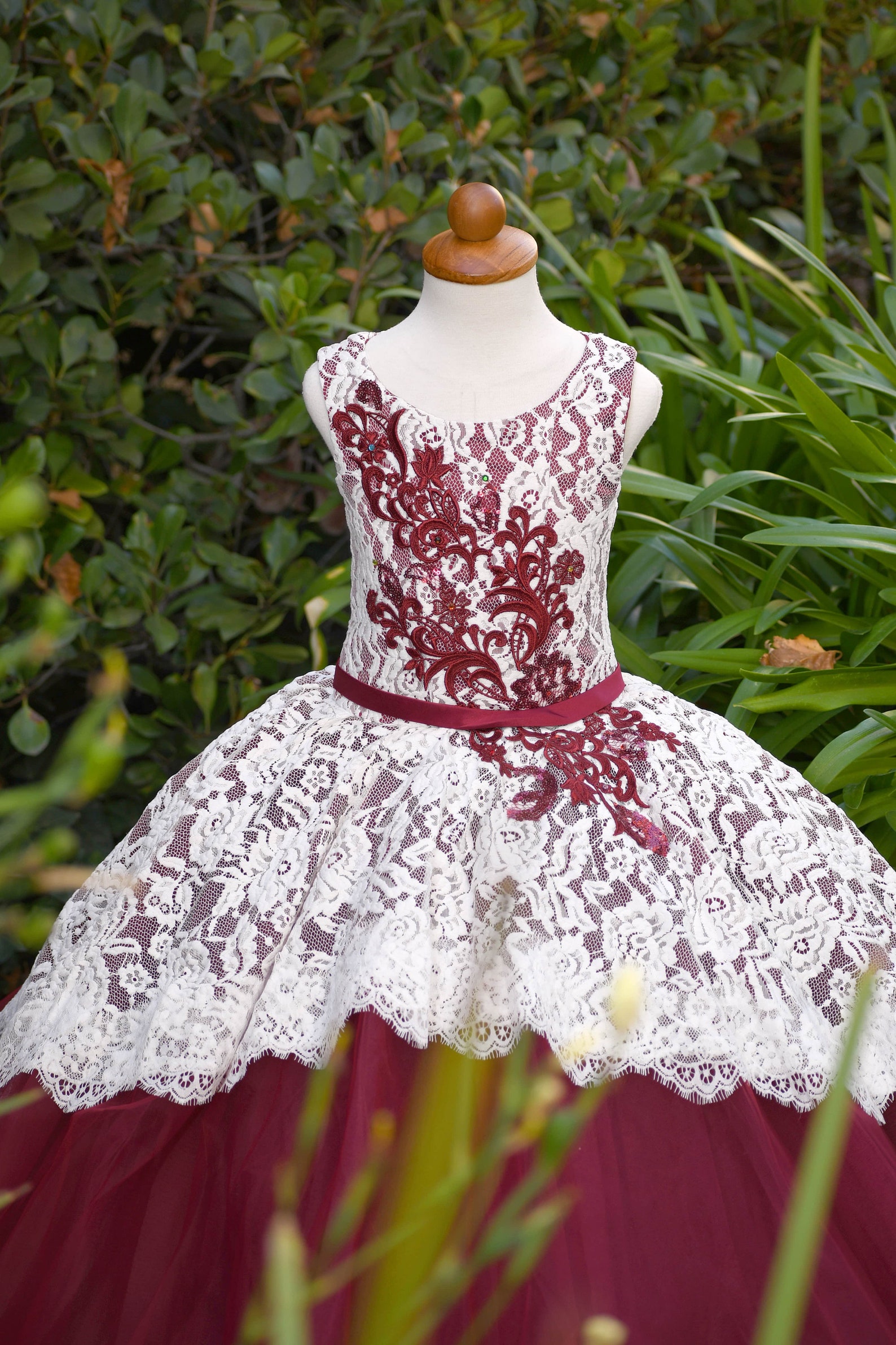 Burgundy Flower Girl Dress Birthday Holiday Special Occasion Etsy