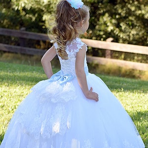 White Flower Girl Dress, First Communion or Baptism Gown, Girls Wedding Outfit, Birthday Princess Dress, Toddler Ball Gown – Nicole