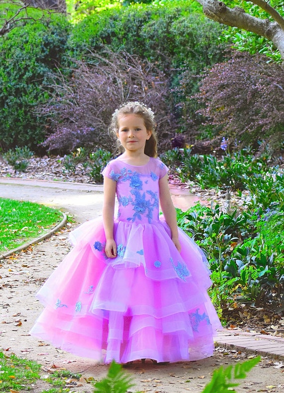 Pink Lilac Floral Applique Princess Gown: Toddler Pageant Dress - Etsy