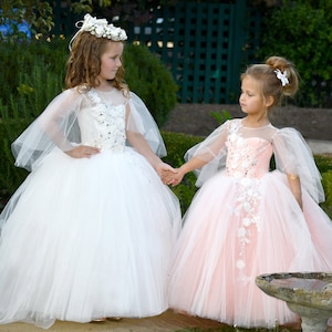Ivory Tulle Flower Girl Dress: Handmade Wedding Party Outfit