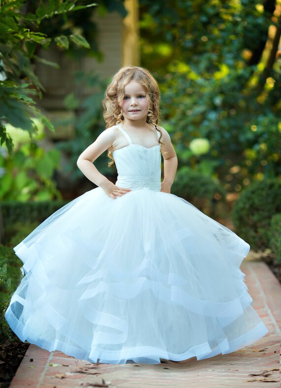 Buy White Flower Girl Dress Tutu Princess Holiday Birthday Baby