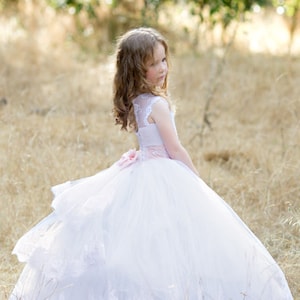 White Flower Girl Dress, Girls Wedding Outfit, First Communion or Baptism Gown,  Baby Birthday Princess Dress, Toddler Ball Gown – Nicole