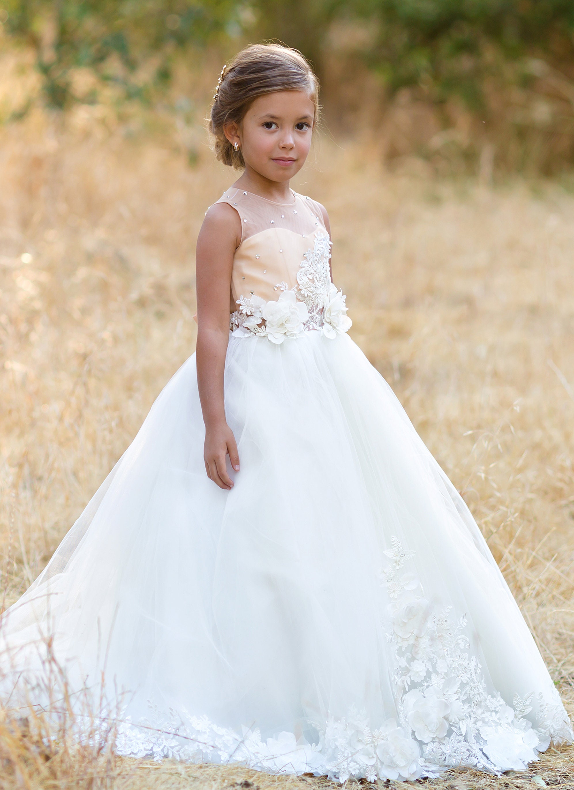 cream flower girl dress