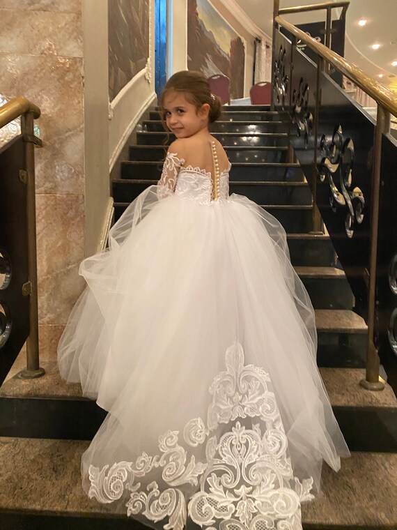 ivory ball gown flower girl dress