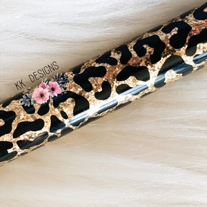 Leopard Glitter Pen, Custom Glitter Pen, Personalized Glitter Pen image 3