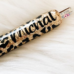 Leopard Glitter Pen, Custom Glitter Pen, Personalized Glitter Pen image 2