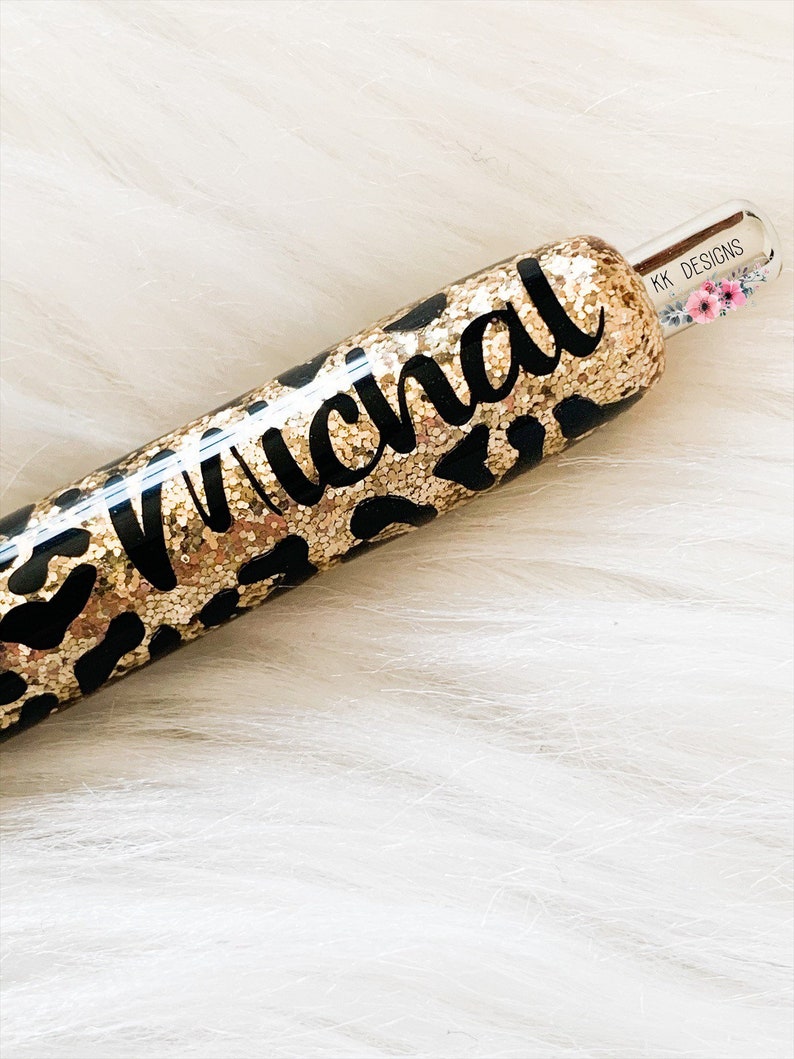 Leopard Glitter Pen, Custom Glitter Pen, Personalized Glitter Pen image 2