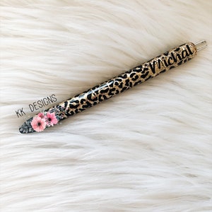 Leopard Glitter Pen, Custom Glitter Pen, Personalized Glitter Pen image 4