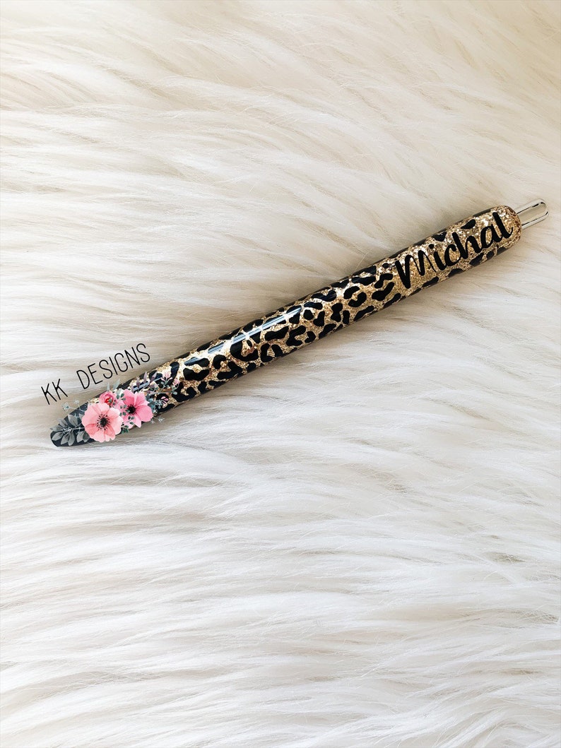 Leopard Glitter Pen, Custom Glitter Pen, Personalized Glitter Pen image 4