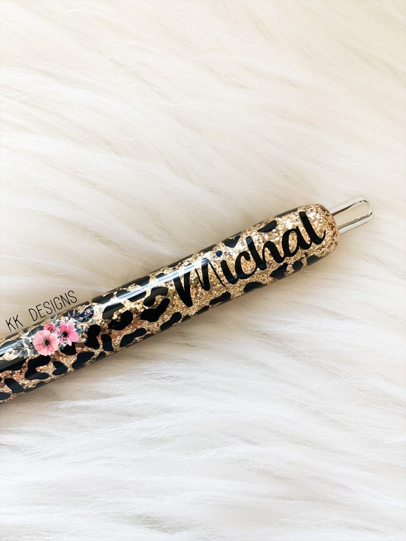 Leopard Glitter Pen, Custom Glitter Pen, Personalized Glitter Pen image 6