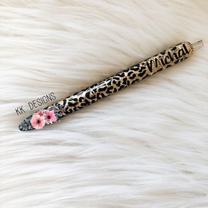 Leopard Glitter Pen, Custom Glitter Pen, Personalized Glitter Pen image 1