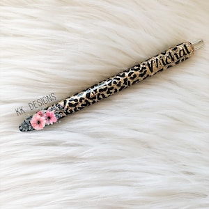 Leopard Glitter Pen, Custom Glitter Pen, Personalized Glitter Pen
