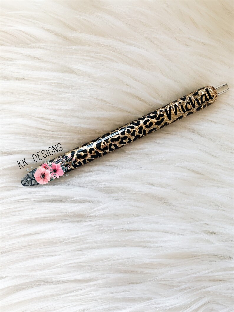 Leopard Glitter Pen, Custom Glitter Pen, Personalized Glitter Pen image 1
