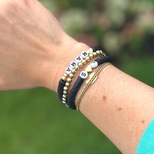 Clay Beaded Bracelets, Personalized Bracelets, Spacer Bracelets, Stacking Bracelets, Stackable Bracelets, Gold Bracelets, Silver Bracelets