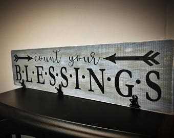 Count Your Blessings Sign. Rustic Home Decor. Home Decor.