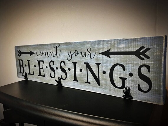 Count Your Blessings Rustic Wood Wall Sign 12x18