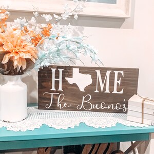 Personalized Home State Wood Sign, Custom Family Name