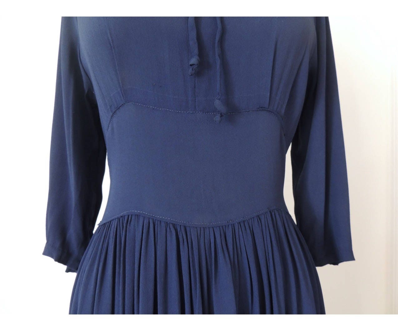 Vintage 1940s Navy Blue Rayon Dress 40s Rayon Dress Long - Etsy