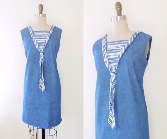 Vintage 1960s sailor shift dress | 60s mod shift d