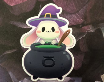 Cute Halloween Bunny Witch 3x3" Spooky Vinyl Stickers