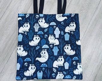 Halloween Ghost Cat Tote Bag Grocery Bag All Purpose Bag