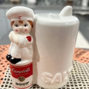 1996 Porcelain Campbell Soup Kids Salt & Pepper Shacked Set