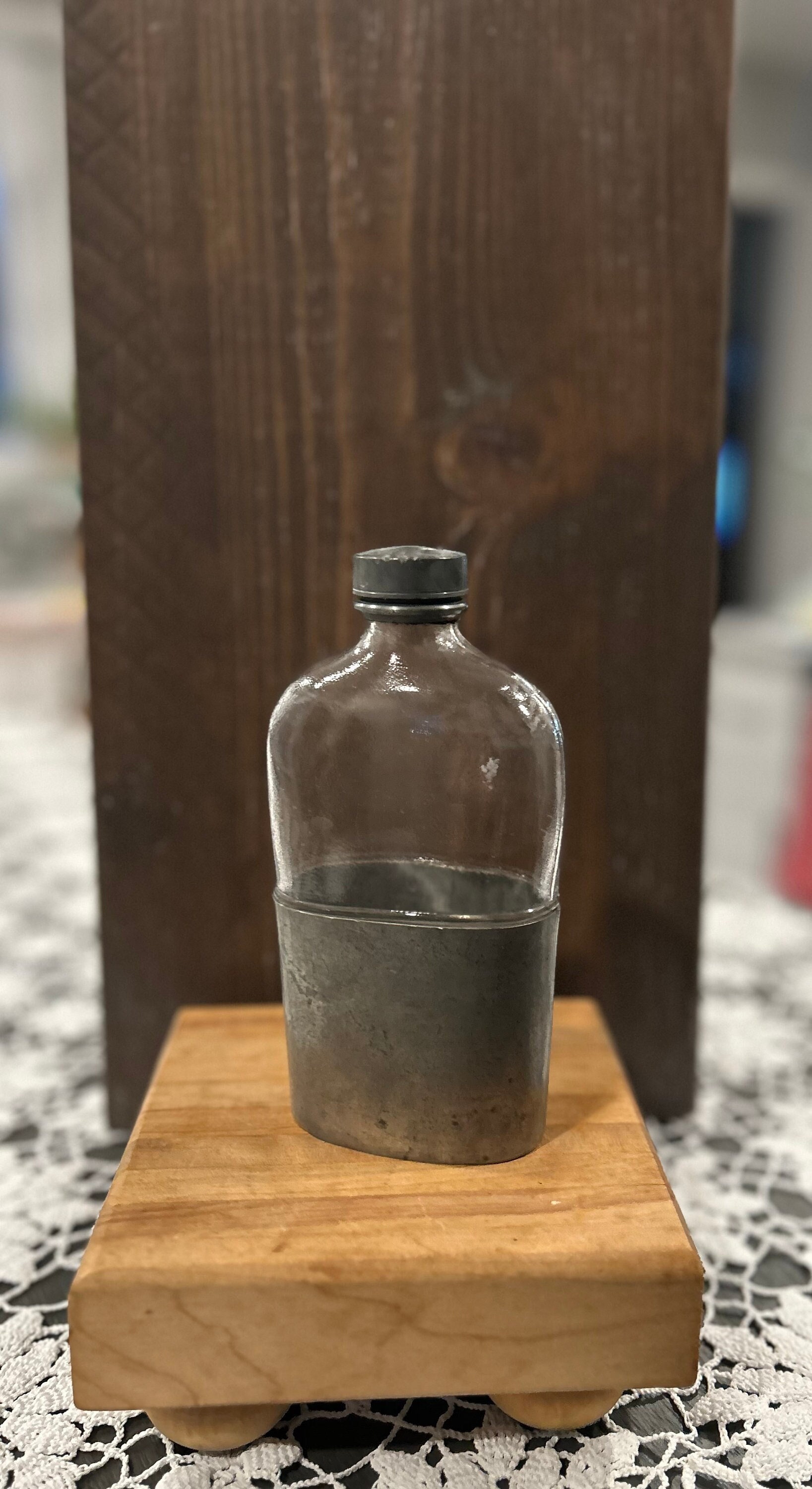 James Dixon & Son Glass and Pewter Hip Flask
