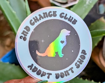Inspirierender holografischer Vinyl-Aufkleber, Adopt Don&#39;t Shop, Foster Animal Fundraiser, Alle Einnahmen gehen an Vet Care