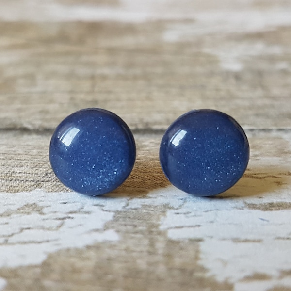 Navy earrings, Navy blue studs, Minimal earrings blue, Dark blue earrings, Navy blue stud earrings, Everyday earrings navy, Simple studs