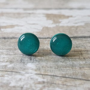 Emerald green earrings, Dark green studs, Earrings green studs,  Deep green earrings minimalist, Simple studs green, Green gift for her