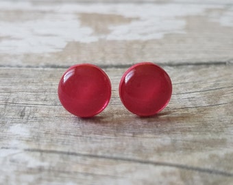 Rote Ohrringe Ohrstecker, Minimale Ohrringe rote Ohrstecker, Rote Geschenkideen für Mama, Weihnachtsgeschenke unter 10 Jahren, Ohrringe rot Hochzeit, Elegante Ohrringe Ohrstecker