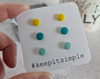 Colorful earrings studs, Summer jewelry earrings, Circle stud earrings set, Simple earrings for women, Cute earrings for teens, Minimal stud