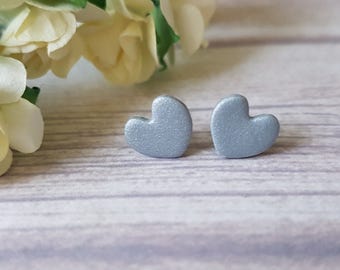 Silver heart earrings, Earrings for girls, Girlfriend gift, Cute earrings silver heart, Hypoallergenic earrings for girls, Everyday earrings