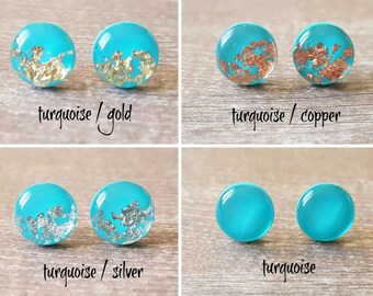 Turquoise stud earrings minimalist, Modern earrings turquoise, Christmas gift for friend, Stocking stuffers for women, Beautiful earrings
