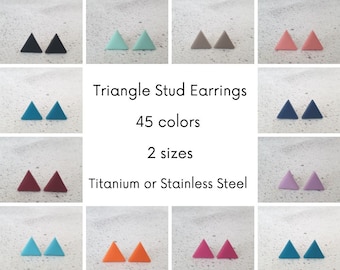 Triangle stud earrings, Triangle earrings studs, Geometric earrings minimal, Titanium earrings studs, Triangular earrings simple studs cute